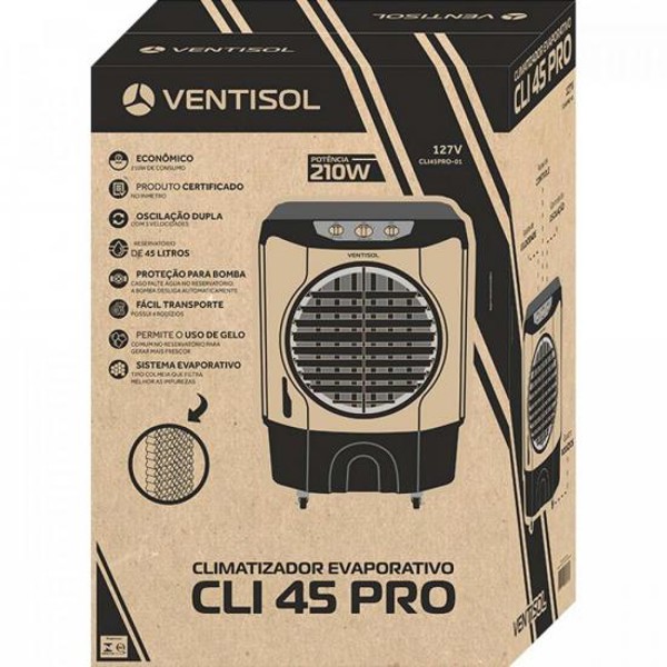 Climatizador 45 litros Evaporativo 210W 127V CLI PRO VENTISOL
