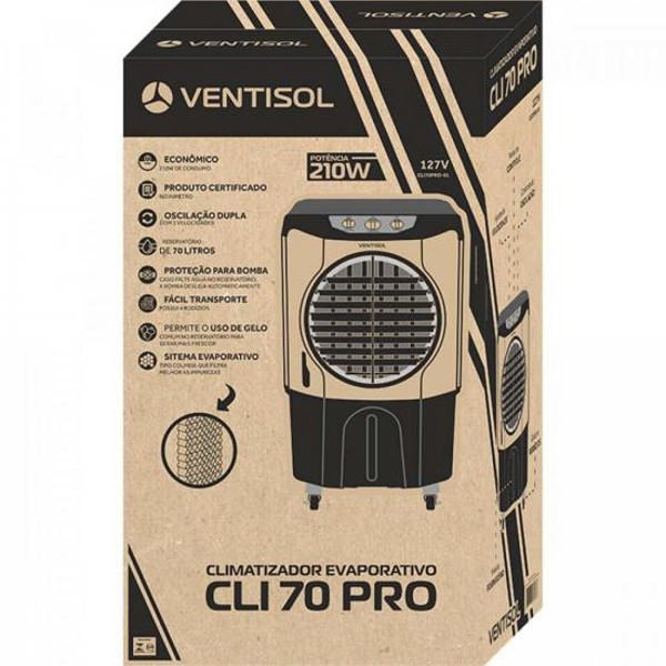 Climatizador 70 litros Evaporativo 210W 127V CLI PRO VENTISOL
