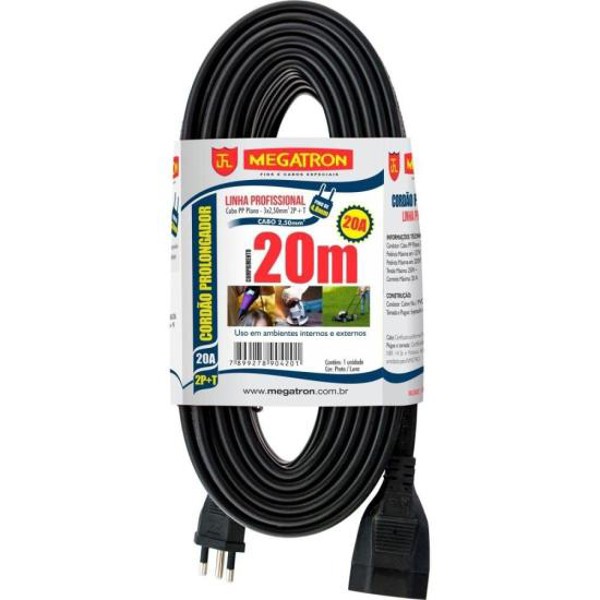 Cabo Prolongador 20A 3 Pinos 20 metros MEGATRON