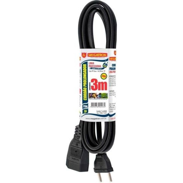 Cabo Prolongador 20A 2P 3 metros MEGATRON