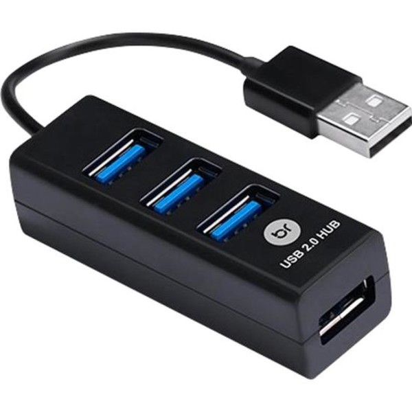 Mini Hub USB Bright 4 Portas Preto