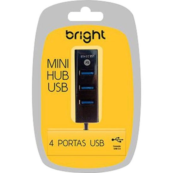 Mini Hub USB Bright 4 Portas Preto