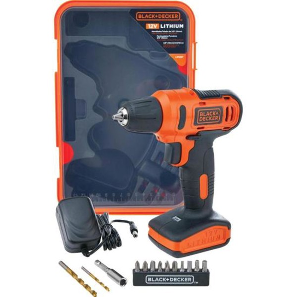 Kit Parafusadeira/Furadeira 3/8" Black Decker LD12SP-BR 12v Bivolt