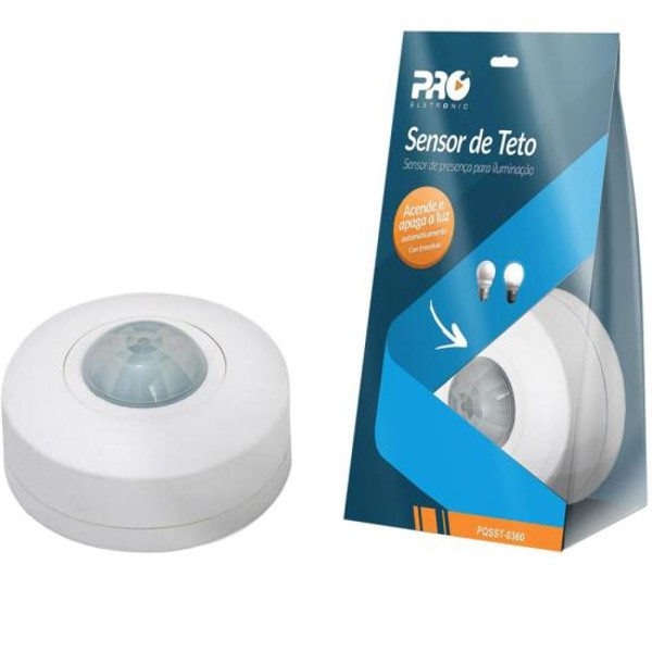 Sensor de Presença Sobrepor Teto 360° Proeletronic