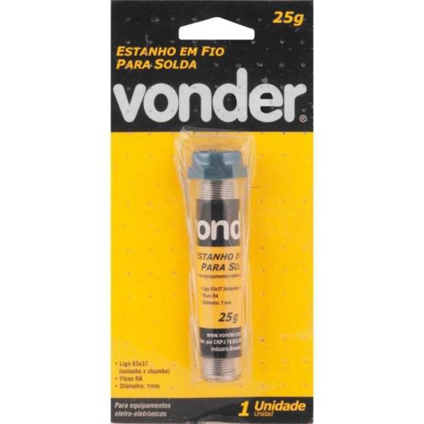 Estanho em Fio Para Solda Tubinho 25g 63x37 1mm Vonder