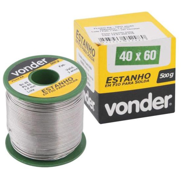 Estanho em Fio Para Solda 500g Verde 40x60 1mm Vonder