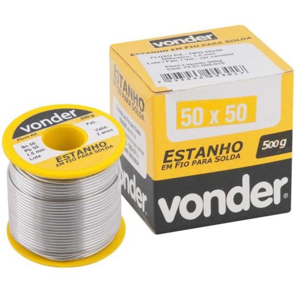 Estanho em Fio Para Solda 500g Amarelo 50x50 1,5mm Vonder