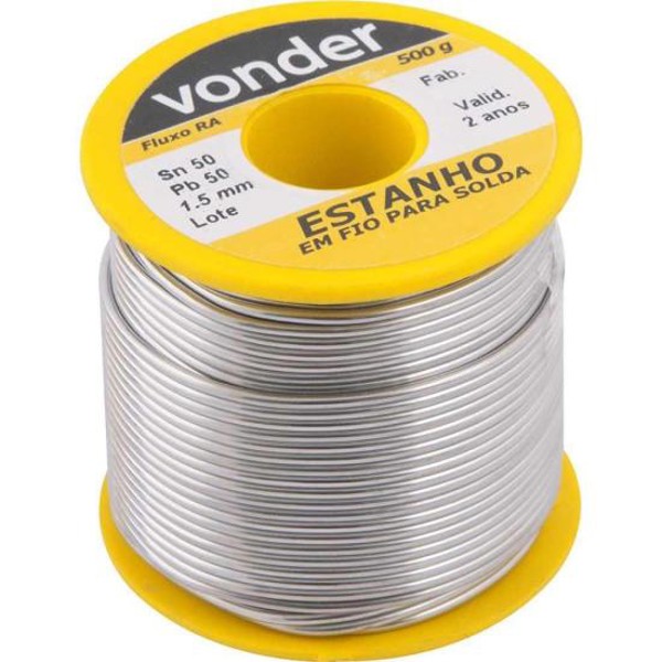 Estanho em Fio Para Solda 500g Amarelo 50x50 1,5mm Vonder