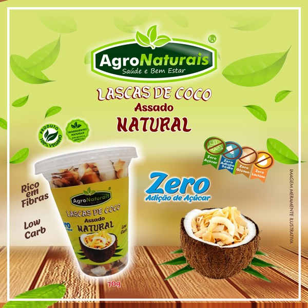 LASCAS DE COCO ASSADO NATURAL AGRONATURAIS PT 70G