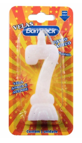 Vela Aniversario Branca N7 - Bompack