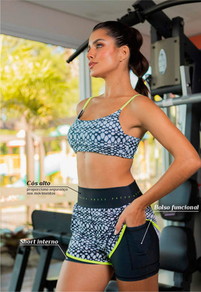 SHORT QUADRICULADO FITNESS POLIAMIDA