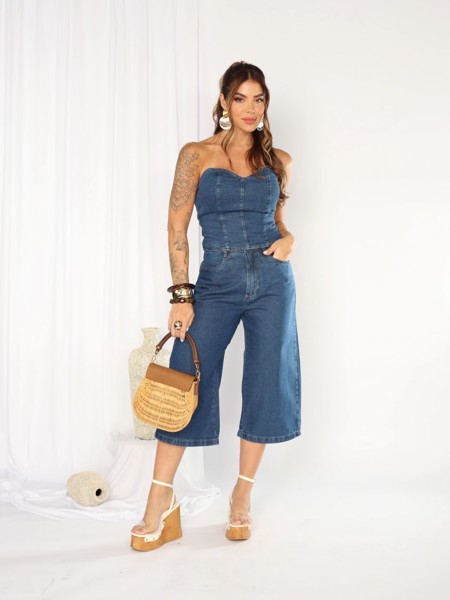 Calça Pantacourt Jeans Talita