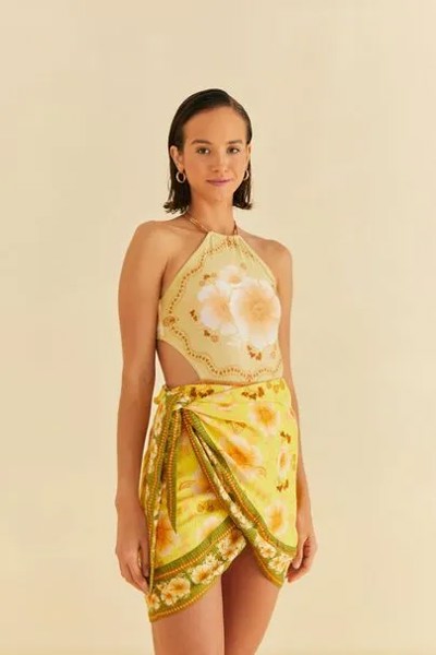 MINI SAIA PARREO PRAIA ESTAMPADA FLORAL VERANEO