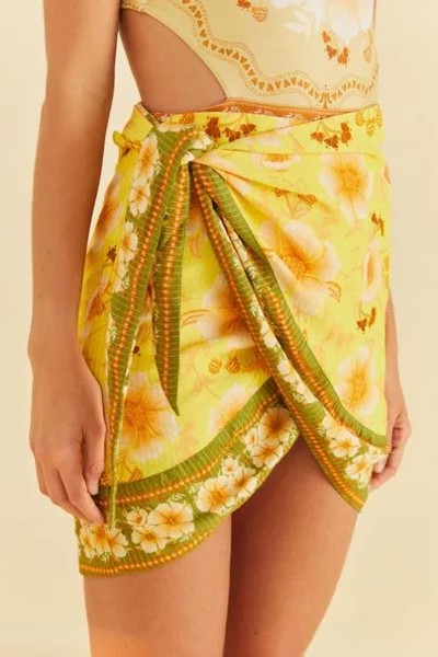 MINI SAIA PARREO PRAIA ESTAMPADA FLORAL VERANEO