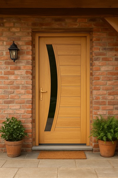 Porta angelim pedra alto padrão vidro curvo 210x80