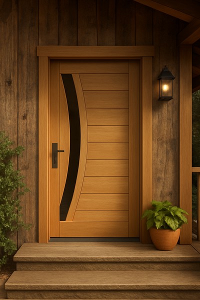 Porta angelim pedra alto padrão vidro curvo 210x120