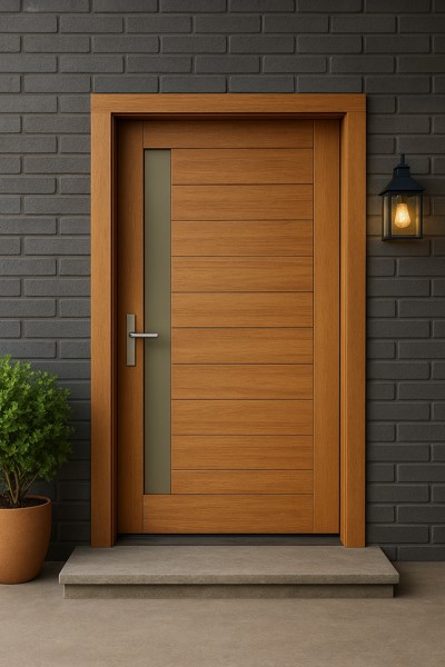 Porta angelim pedra alto padrão vidro reto 210x120