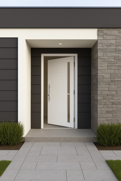 Porta lambril branco com visor lateral 210x100