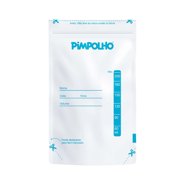 SACOS DE ARMAZENAMENTO P/LEITE MATERNO 200 ML PIMPOLHO TRANSPARENTE