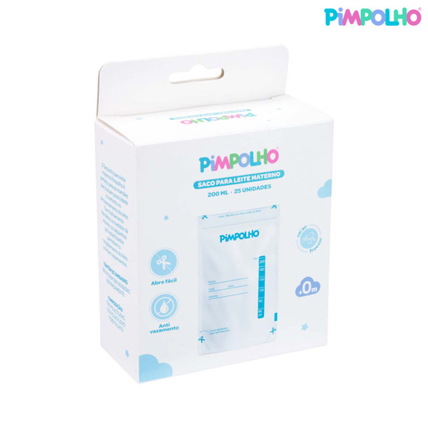SACOS DE ARMAZENAMENTO P/LEITE MATERNO 200 ML PIMPOLHO TRANSPARENTE