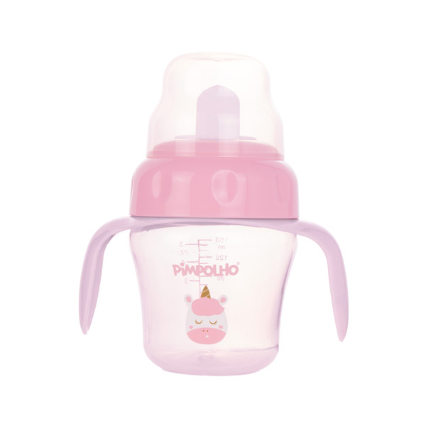 COPO DE TREINAMENTO COM ALCA E BICO FLEXIVEL 150ML UNICORNIO FEM PIMPOLHO ROSA