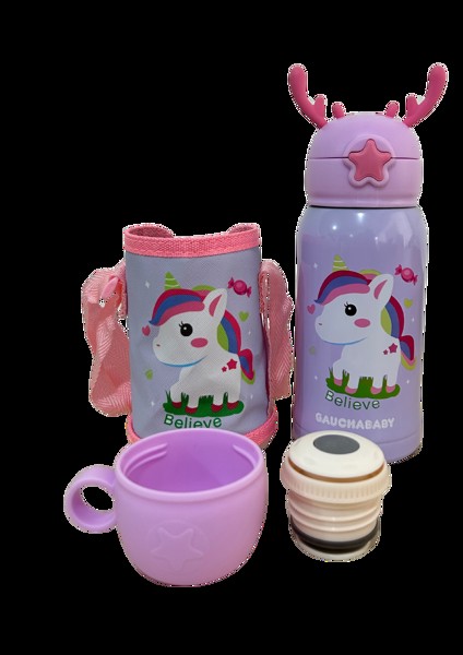 GARRAFA TERMICA PAREDE DUPLA GAUCHA BABY 500ML UNICORNIO