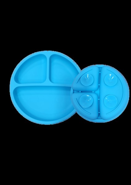 PRATO VENTOSA DE SILICONE GAUCHA BABY - COR: azul