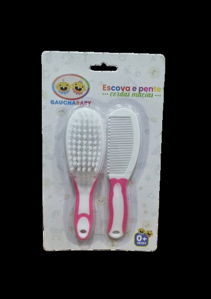 KIT COM ESCOVA E PENTE GAUCHA BABY - COR: rosa