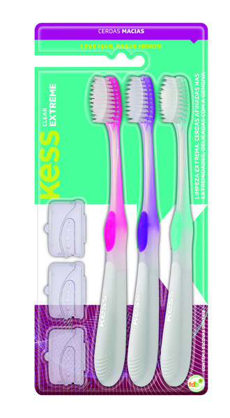 PACK COM 3 ESC. DENTAIS KESS EXTREME CLEAR MACIAS - COR: RS/LL/VD