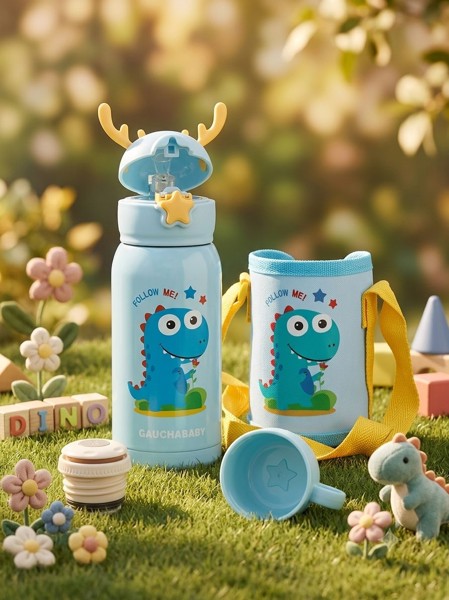 GARRAFA TERMICA PAREDE DUPLA GAUCHA BABY 500ML DINO