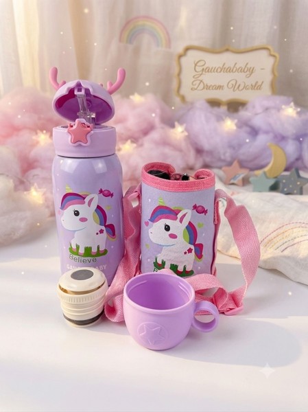GARRAFA TERMICA PAREDE DUPLA GAUCHA BABY 500ML UNICORNIO