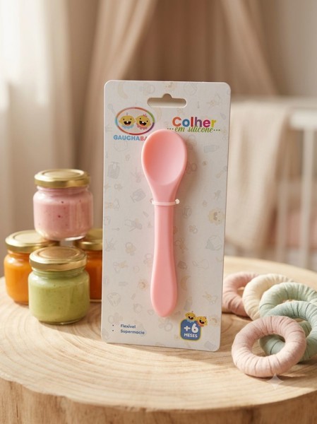 COLHER SILICONE GAUCHA BABY - COR: rosa