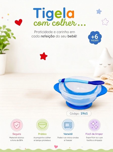 KIT REFEIÇÃO PRATO E COLHER AZUL GAUCHA BABY