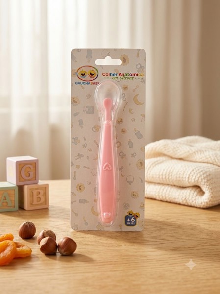 COLHER ANATOMICA GAUCHA BABY - COR: ROSA