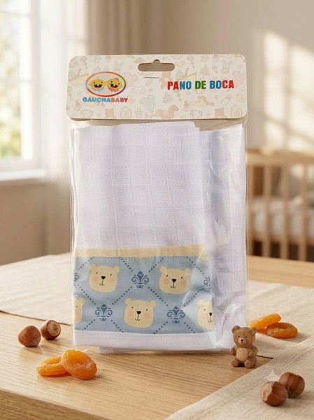 KIT PANO DE BOCA C/2 - MODELO: URSO AZUL