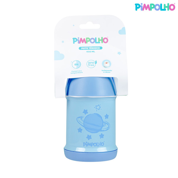 POTE TERMICO INOX 450ML MASC PIMPOLHO AZUL/PLANETA