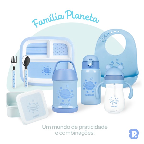 POTE TERMICO INOX 450ML MASC PIMPOLHO AZUL/PLANETA