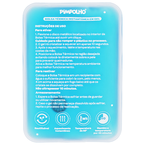 BOLSA TERMICA INSTANTANEA EM GEL UNISSEX PIMPOLHO AZUL