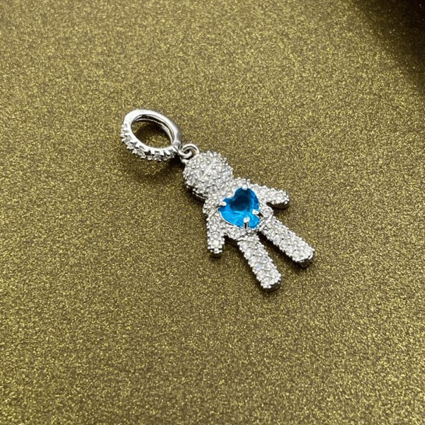 PINGENTE CORACAO 1 MENINO CRAVEJADO AZUL