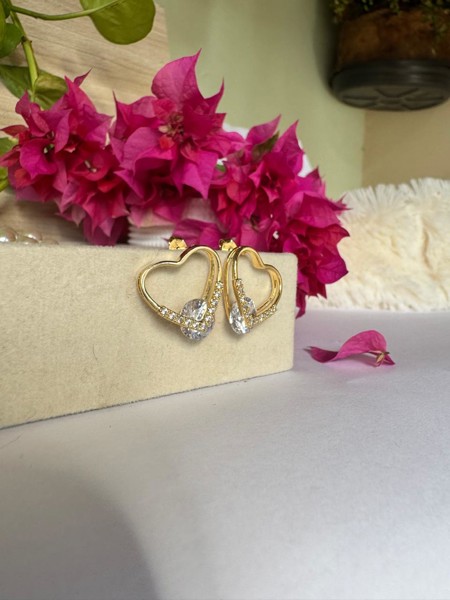 BRINCO CORACAO VAZADO CRAVEJADO PONTO DE LUZ