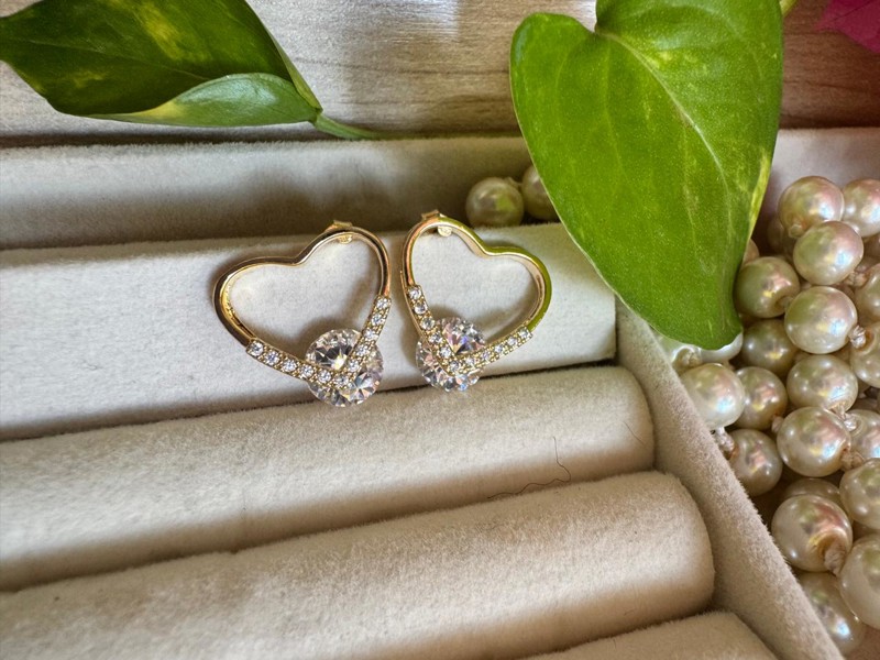 BRINCO CORACAO VAZADO CRAVEJADO PONTO DE LUZ