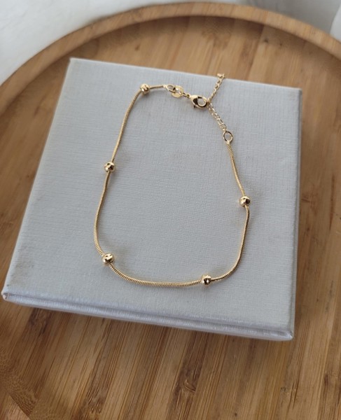 Pulseira Malha Roliça Espaçadas Com Bolinhas