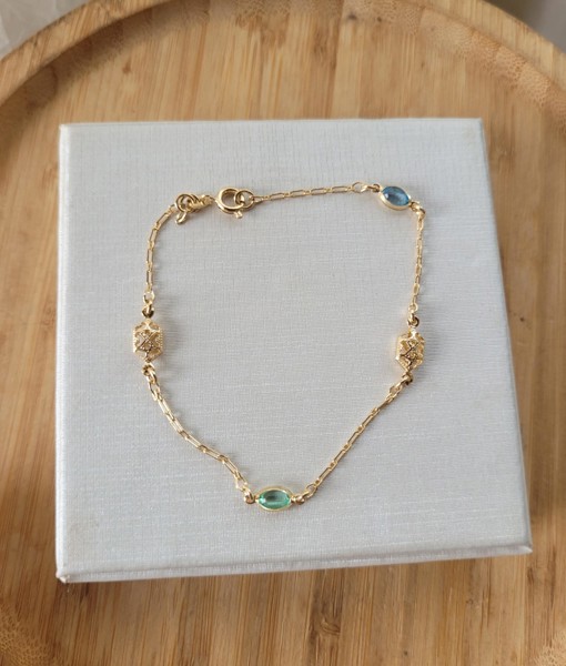 Pulseira Elo Cartier Com Ping Oval Colorido + Ping hexagono Vaz