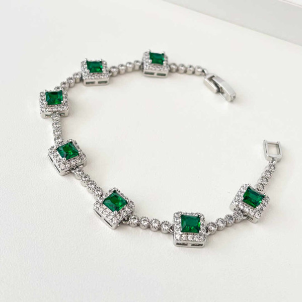PULSEIRA 7 ZIRCONIA VERDE 4 CRISTAIS 