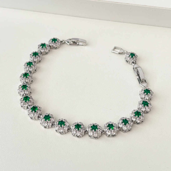 PULSEIRA COM 18 FLOR PEDRA VERDE