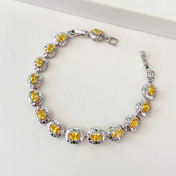 PULSEIRA ZIRCONIA AMARELA CRAVEJADA 