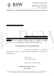CONTRARRAZÕES RECURSO ORDINÁRIO TRABALHISTA