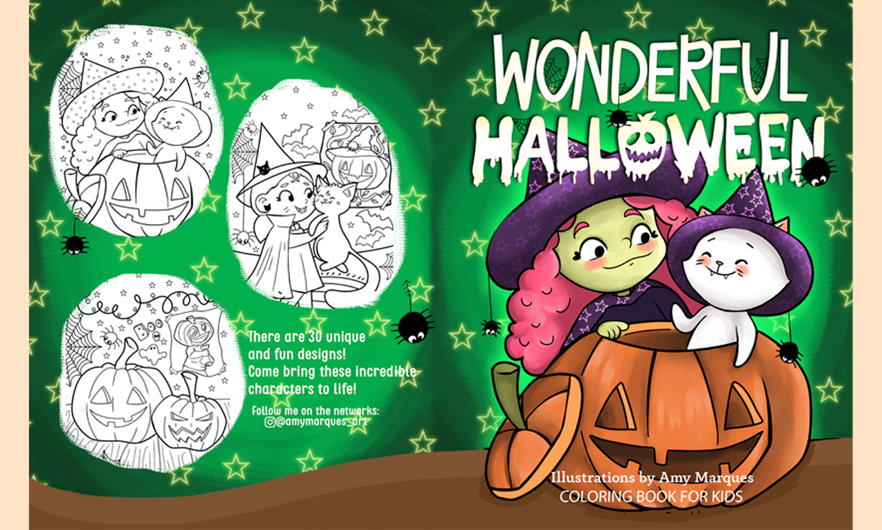 Cute illustration for coloring book cover