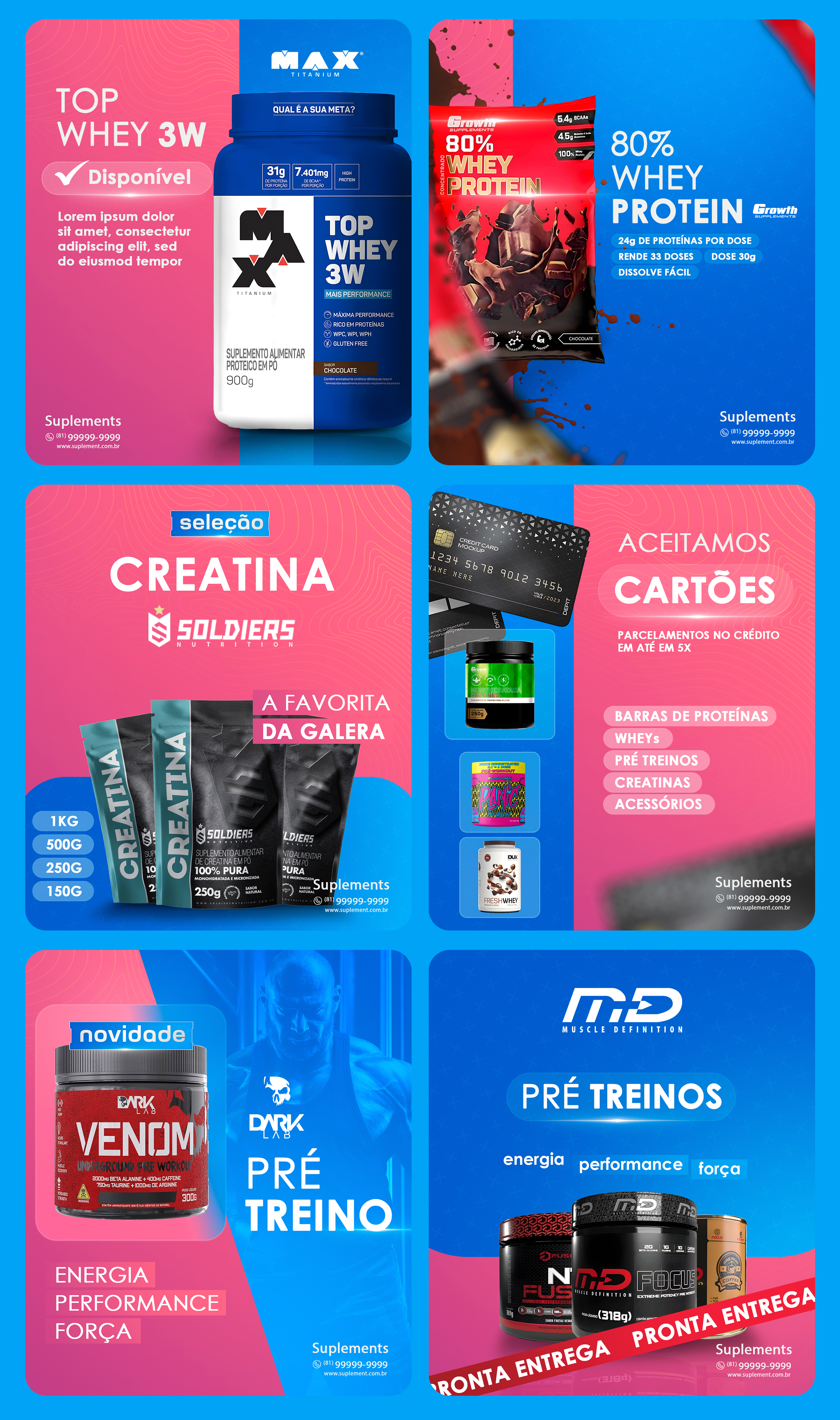 Criativos para Loja de Suplementos.