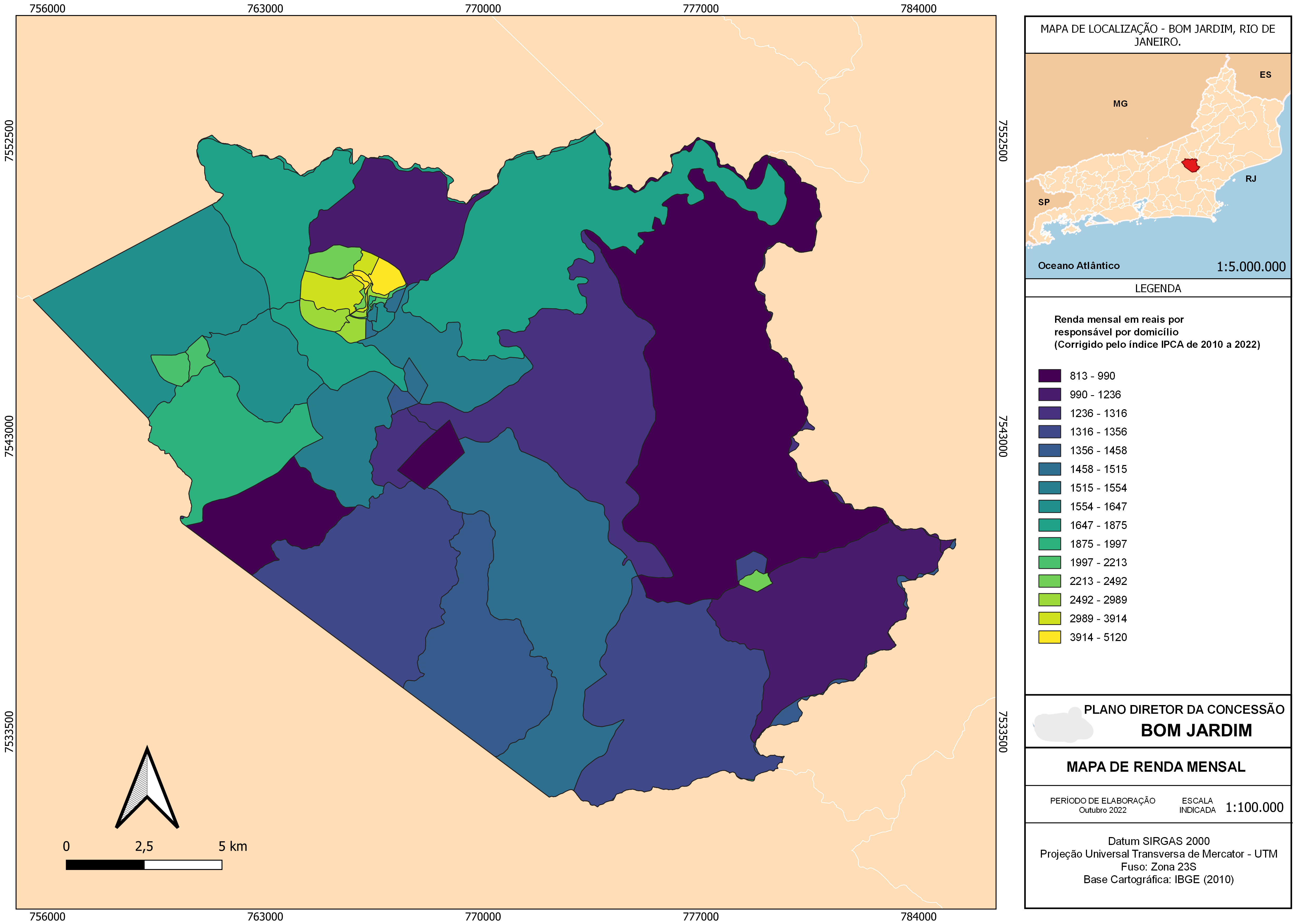 Mapas temáticos - Rena mensal por responsável por domicílio
